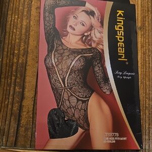 Black Long Sleeve Bodysuit in Sheer Lace